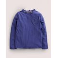 Boden LS Broderie Pocket T-shirt - Soft Starboard Blue