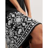 Boden Embroidered Full Skirt - Black Embroidery
