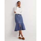 Boden Flared Denim Midi Skirt - Light Vintage