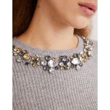 Boden Embellished Stitch Sweater - Grey, Embellished Collar