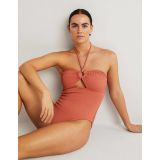 Boden Texture Trend Ring Swimsuit - Terracotta