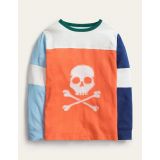Boden Applique T-shirt - Mandarin Orange Skull