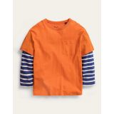 Boden Mock Long Sleeve T-Shirt - Fire Opal Orange