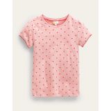 Boden Short-Sleeved Pointelle Top - Boto Pink Tiny Hearts