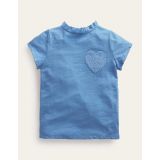 Boden Broderie Pocket T-shirt - Vista Blue