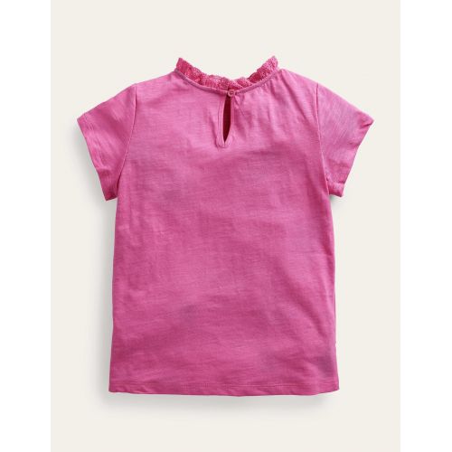 보덴 Boden Broderie Pocket T-shirt - Tickled Pink