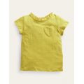 Boden Broderie Pocket T-shirt - Sweetcorn Yellow