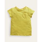 Boden Broderie Pocket T-shirt - Sweetcorn Yellow
