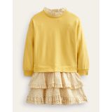 Boden Sweat Woven Mix Dress - Sweet Honeycomb Yellow