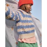 Boden Volume Sleeve Texture Sweater - Blue Stripe