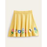 Boden Embroidered Knitted Skirt - Soft Lemon