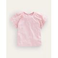 Boden Broderie Mix T-shirt - Boto Pink