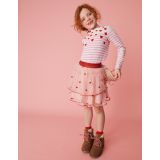 Boden Embroidered Tulle Skirt - Pink Heart Embroidery