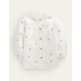 Boden Double Cloth Embroidered Top - Ivory Floral