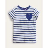 Boden Broderie Pocket T-shirt - Starboard Blue/Ivory