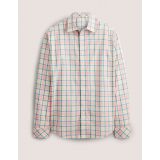 Boden Cutaway Collar Twill Shirt - Ecru and Cameo Pink Check