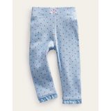 Boden Ribbed Lace Leggings - Soft Blue Brown Spot