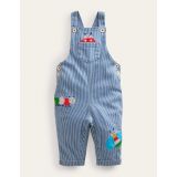 Boden Woven Applique Dungaree - Penzance Blue/Ivory Bugs