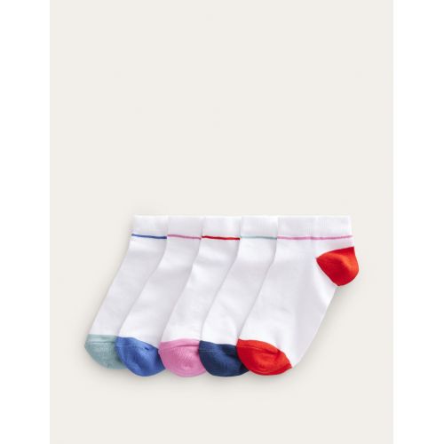 보덴 Boden Five Pack Trainer Socks - White, Colourblock