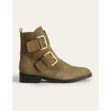 Boden Double Buckle Ankle Boots - Deep Olive