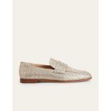 Boden Woven Leather Loafers - Gold Weave Effect Leather