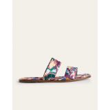 Boden Printed Satin Slide Sandals - Multi, Abstract Rose