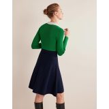 Boden Rib Detail Knitted Mini Dress - Green, Navy Colourblock