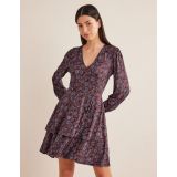 Boden Tiered Mini Jersey Dress - Spiced Apple, Floral Tapestry