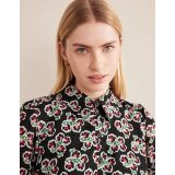 Boden Tiered Cotton Maxi Shirt Dress - Black, Petal Blossom