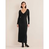 Boden Ribbed Knitted Maxi Dress - Black