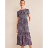 Boden Tiered Midi T-Shirt Dress - French Navy, Paisley Heart