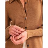 Boden Merino Detail Cuff Shirt - Camel Melange
