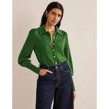 Boden Merino Detail Cuff Shirt - Broad Bean Green