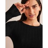 Boden Ribbed Long Sleeve Tee - Black