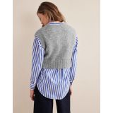 Boden Cropped V-neck Sweater Vest - Grey Melange
