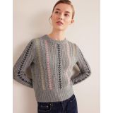 Boden Fluffy Embroidery Sweater - Grey Melange