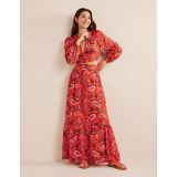 Boden TIERED COTTON MAXI SKIRT - Coral, Paradise Paisley