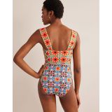 Boden Pleated Sweetheart Swimsuit - Tigerlily, Tapestry Geo