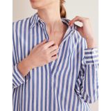 Boden Oversized Cotton Shirt - Cobalt Stripe