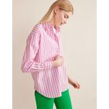 Boden Oversized Cotton Shirt - Pink Stripe