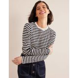 Boden Perfect Long Sleeve T-Shirt - Ivory / Navy Stripe