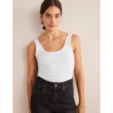 Boden Scoop Neck Ribbed Tank - White