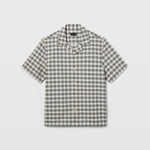 클럽모나코 Short Sleeve Camp Collar Gingham Oxford Shirt