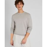 Linen-Cotton Long Sleeve Crew Sweater