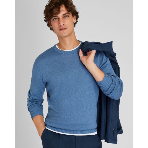 클럽모나코 Linen-Cotton Long Sleeve Crew Sweater