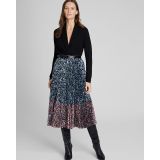 Two-Tone Floral Pleated Skirt
