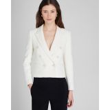 Textured Cropped Double Breasted Blazer