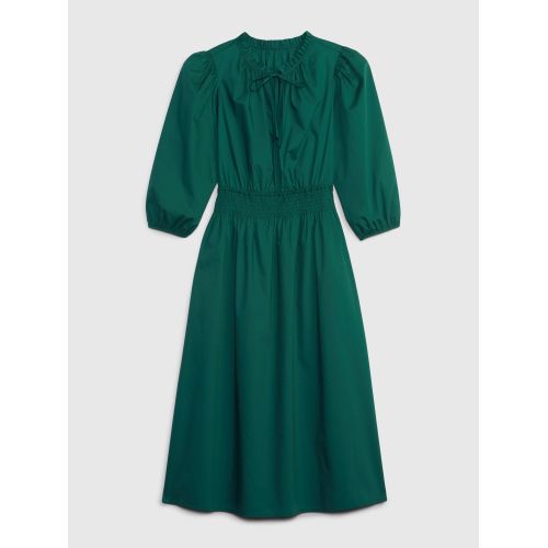 갭 Puff Sleeve Smocked Midi Dress