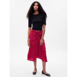 Ruched Floral Midi Skirt