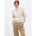 Turtleneck Cable-Knit Cropped Sweater